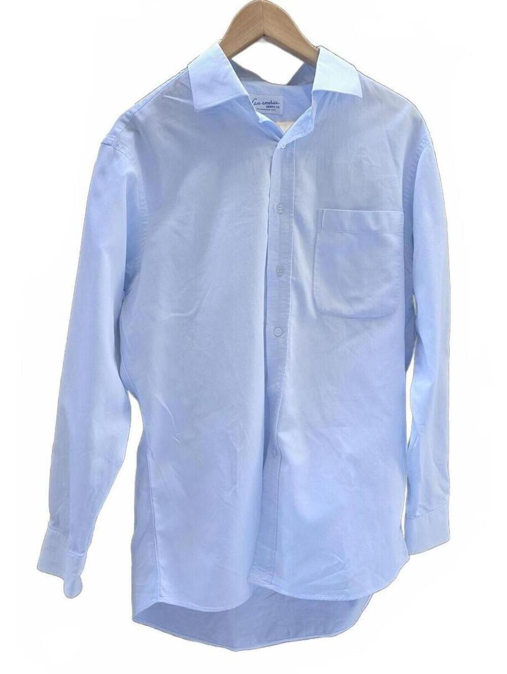 Classic men's Blue Micro-Check Cotton Long Sleeve Dress Shirt Regular Fit
